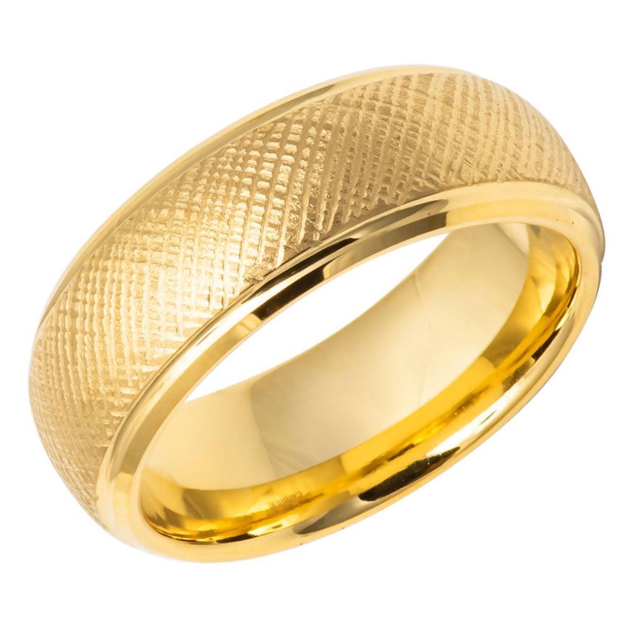 Tungsten Rings for Men Wedding Bands for Him Womens Wedding Bands for Her 6mm Vermeil Florentine Finish - Jewelry Store by Erik Rayo