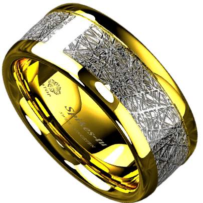 18k Gold Dome Mens Wedding Band with Fine Silver Inlay - Wedding Rings for Men and Women - Jewelry Store by Erik Rayo