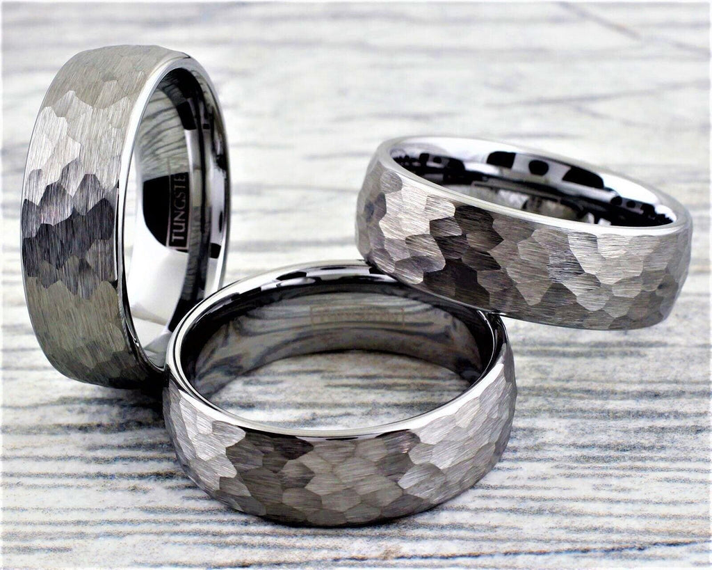 Men's Wedding Band Rings - Silver Hammered Handmade Wedding Rings for Men and Women - Jewelry Store by Erik Rayo