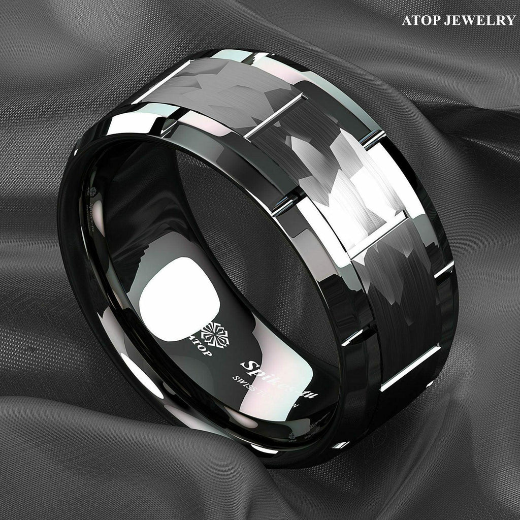 Men's All Black Brushed Wedding Band Ring - Durable Men's Wedding Ring - Stylish Men's Ring for Weddings - Jewelry Store by Erik Rayo