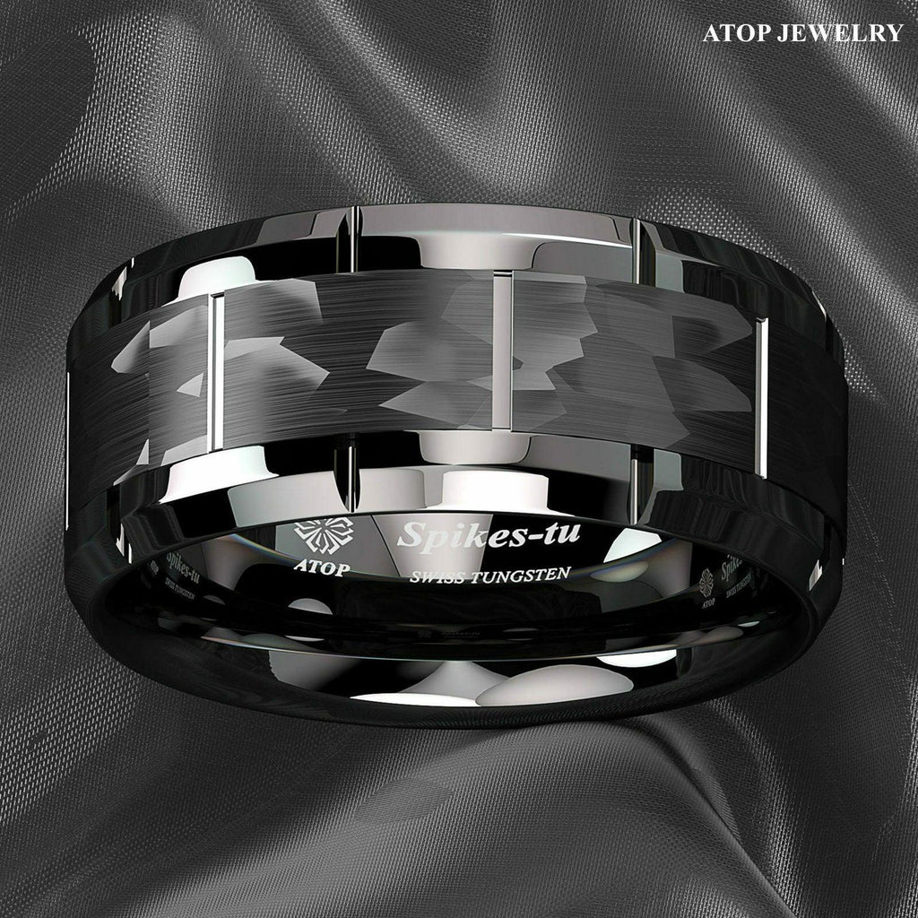 Men's All Black Brushed Wedding Band Ring - Durable Men's Wedding Ring - Stylish Men's Ring for Weddings - Jewelry Store by Erik Rayo