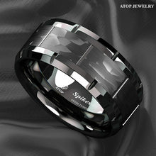 Load image into Gallery viewer, Tungsten Rings for Men Wedding Bands for Him Womens Wedding Bands for Her 8mm All Black Brushed - Jewelry Store by Erik Rayo
