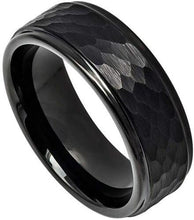 Load image into Gallery viewer, Mens Wedding Band Rings for Men Wedding Rings for Womens / Mens Rings All Black Brushed Hammered Center - Jewelry Store by Erik Rayo
