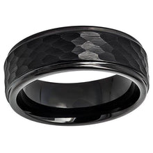 Load image into Gallery viewer, Mens Wedding Band Rings for Men Wedding Rings for Womens / Mens Rings All Black Brushed Hammered Center - Jewelry Store by Erik Rayo
