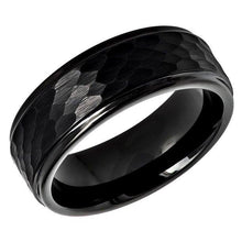 Load image into Gallery viewer, Mens Wedding Band Rings for Men Wedding Rings for Womens / Mens Rings All Black Brushed Hammered Center - Jewelry Store by Erik Rayo
