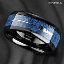 Load image into Gallery viewer, Mens Wedding Band Rings for Men Wedding Rings for Womens / Mens Rings Arrow Dome Black Multidimensional Blue - Jewelry Store by Erik Rayo
