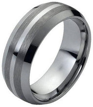 Load image into Gallery viewer, Men&#39;s Wedding Band - Beveled Grooved Lines Brushed Ring for Men and Women
