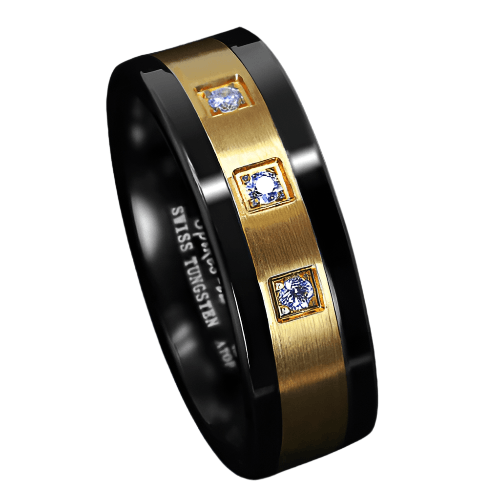 Men's Wedding Band Rings - Black Brushed 18K Gold with Diamonds - Wedding Rings for Men and Women - Jewelry Store by Erik Rayo