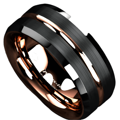 Men's Wedding Band - Black Brushed Rose Gold Ring for Men and Women - Jewelry Store by Erik Rayo