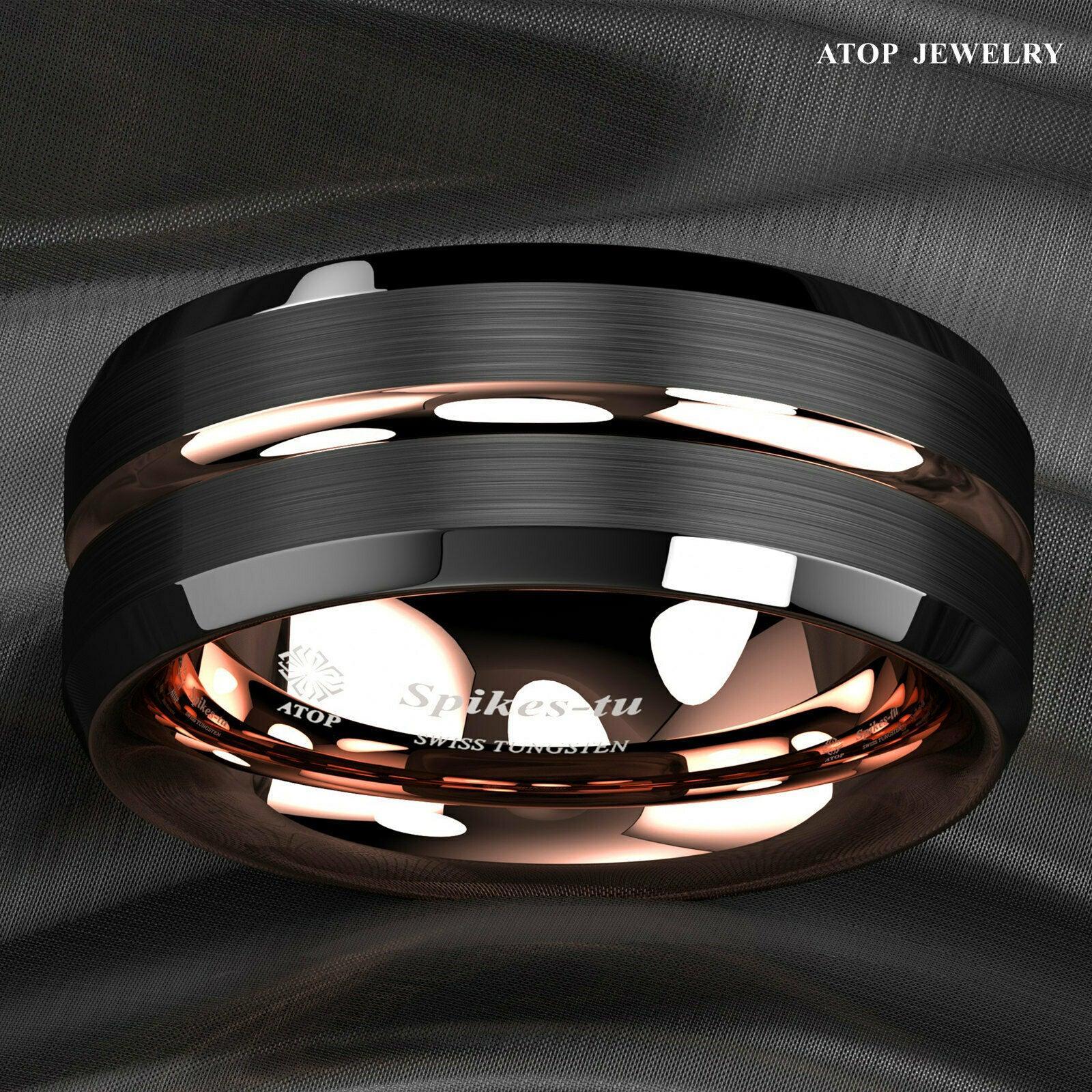 Men's Wedding Band - Black Brushed Rose Gold Ring for Men and Women - Jewelry Store by Erik Rayo