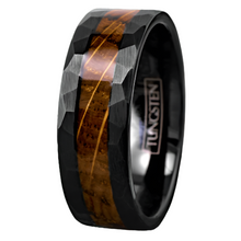 Load image into Gallery viewer, Men&#39;s Wedding Band Ring - Black Charred Whiskey Barrel Wood - Unique Wedding Ring for Men and Women
