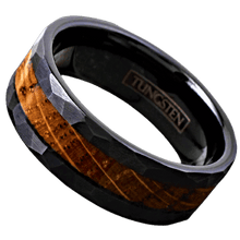 Load image into Gallery viewer, Tungsten Rings for Men Wedding Bands for Him Womens Wedding Bands for Her 8mm Black Charred Whiskey Barrel Wood - Jewelry Store by Erik Rayo
