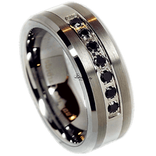 Load image into Gallery viewer, Men&#39;s Wedding Band Rings - Black Diamond Wedding Rings for Men and Women, Sizes 7-15
