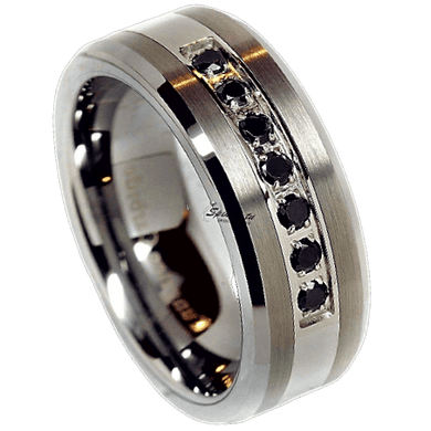 Men's Wedding Band Rings - Black Diamond Wedding Rings for Men and Women, Sizes 7-15