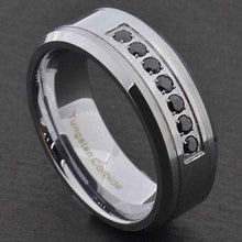 Load image into Gallery viewer, Tungsten Rings for Men Wedding Bands for Him Womens Wedding Bands for Her 8mm Black Diamonds Rings Size 7-15 - Jewelry Store by Erik Rayo
