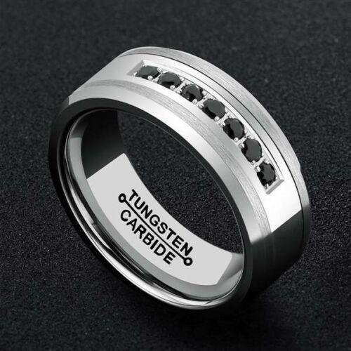 Tungsten Rings for Men Wedding Bands for Him Womens Wedding Bands for Her 8mm Black Diamonds Rings Size 7-15 - Jewelry Store by Erik Rayo