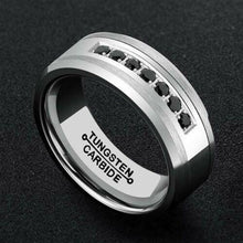 Load image into Gallery viewer, Tungsten Rings for Men Wedding Bands for Him Womens Wedding Bands for Her 8mm Black Diamonds Rings Size 7-15 - Jewelry Store by Erik Rayo
