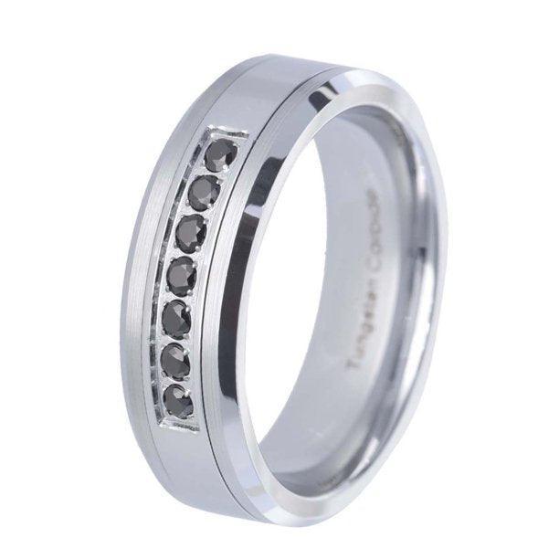 Tungsten Rings for Men Wedding Bands for Him Womens Wedding Bands for Her 8mm Black Diamonds Rings Size 7-15 - Jewelry Store by Erik Rayo