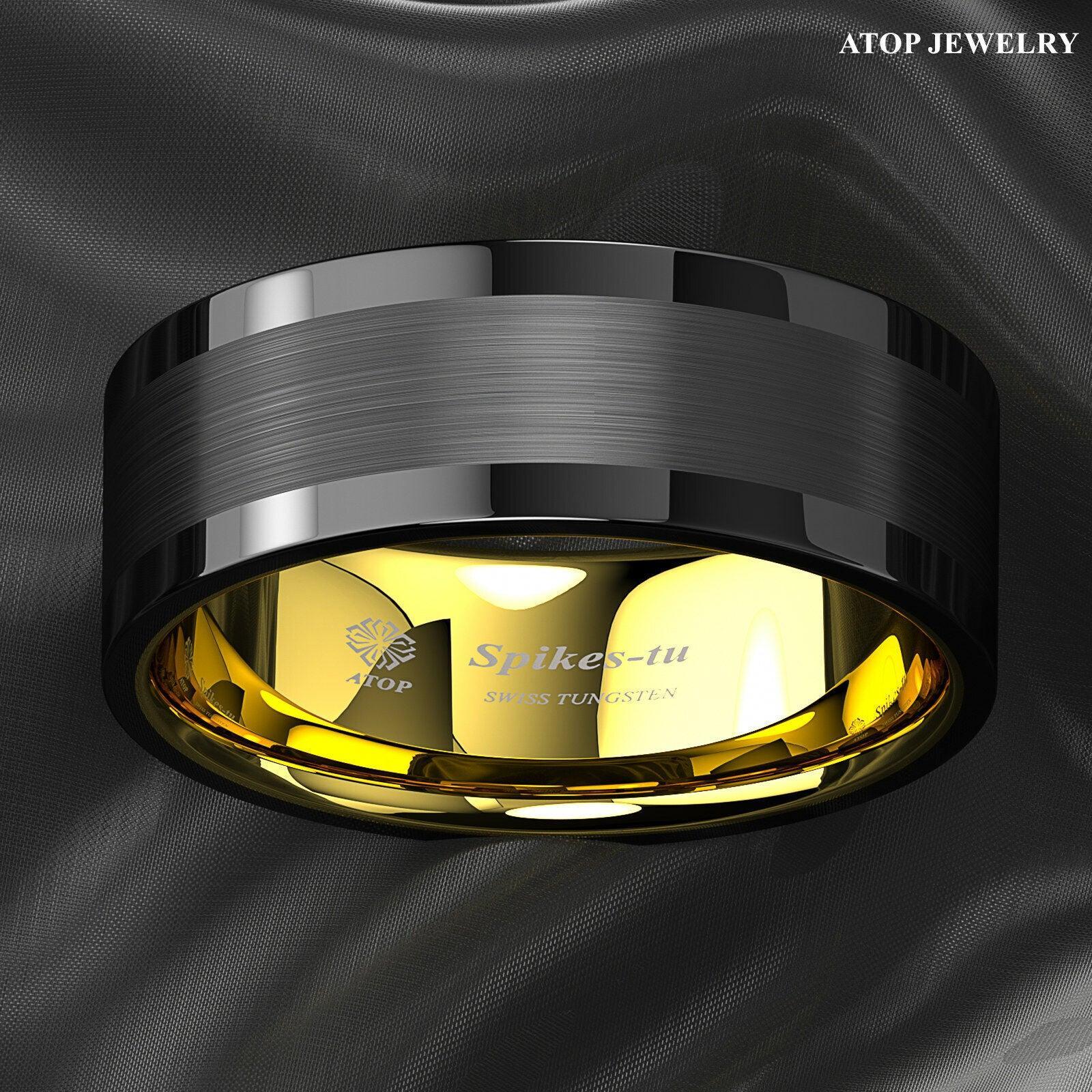 Men's Black Gold Brushed Wedding Band Ring - Men's Wedding Rings - Women's Wedding Rings - Jewelry Store by Erik Rayo