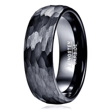 Load image into Gallery viewer, Mens Black Hammered Handmade Wedding Band Ring for Men and Women
