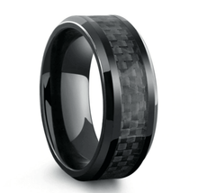 Load image into Gallery viewer, Men&#39;s Wedding Band Rings - Black Carbon Fiber Wedding Rings for Men and Women
