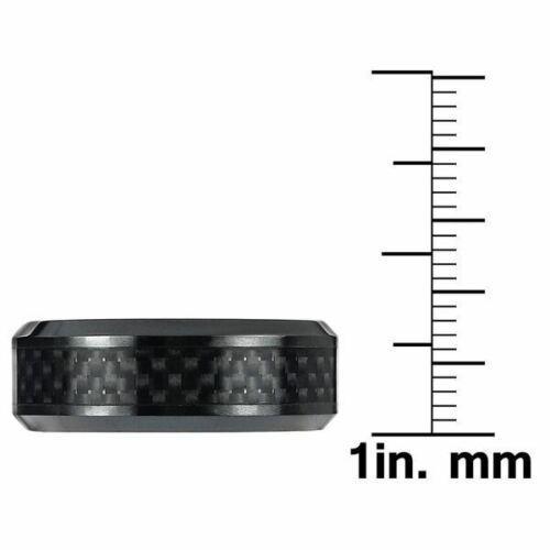 Tungsten Rings for Men Wedding Bands for Him Womens Wedding Bands for Her 8mm Black on Black Carbon Fiber - Jewelry Store by Erik Rayo