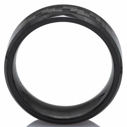 Tungsten Rings for Men Wedding Bands for Him Womens Wedding Bands for Her 8mm Black on Black Carbon Fiber - Jewelry Store by Erik Rayo