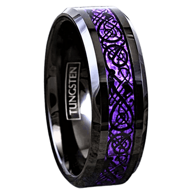 Men's Black and Purple Carbon Fiber Wedding Band - Men's Wedding Rings - Women's Wedding Rings