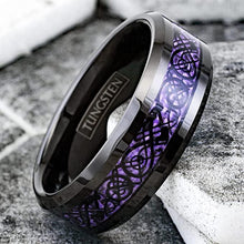 Load image into Gallery viewer, Tungsten Rings for Men Wedding Bands for Him Womens Wedding Bands for Her 8mm Black Purple Carbon Fiber Wedding Band - Jewelry Store by Erik Rayo
