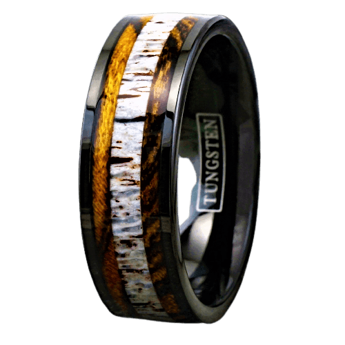 Men's Wedding Band Rings - Bocote Wood and Deer Antler Wedding Ring for Men and Women - Jewelry Store by Erik Rayo