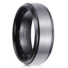 Load image into Gallery viewer, Men&#39;s Wedding Band Rings - Brushed Center Black IP - Wedding Rings for Men and Women
