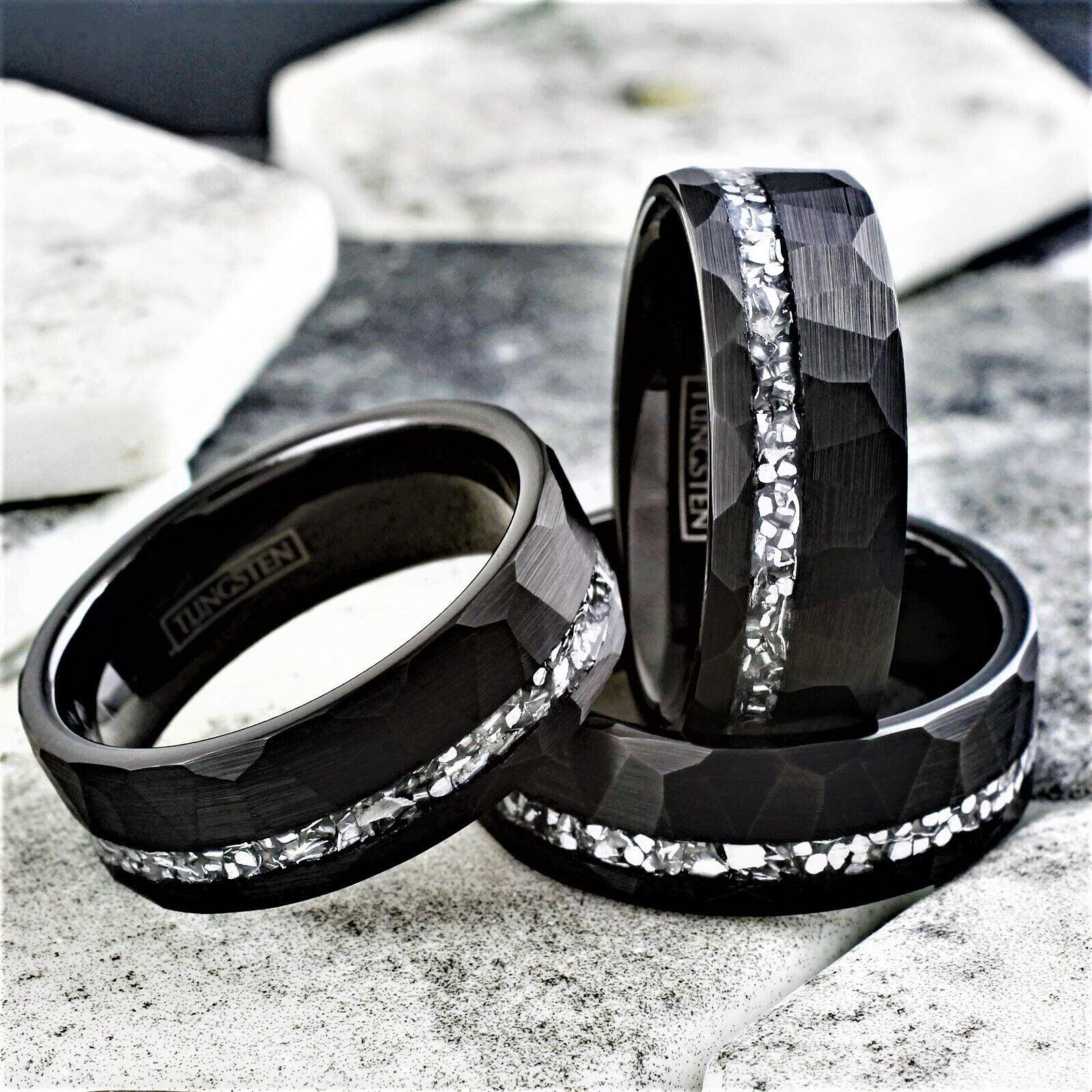 Men's Wedding Band - Brushed Faceted Meteorite Ring for Men and Women - Jewelry Store by Erik Rayo