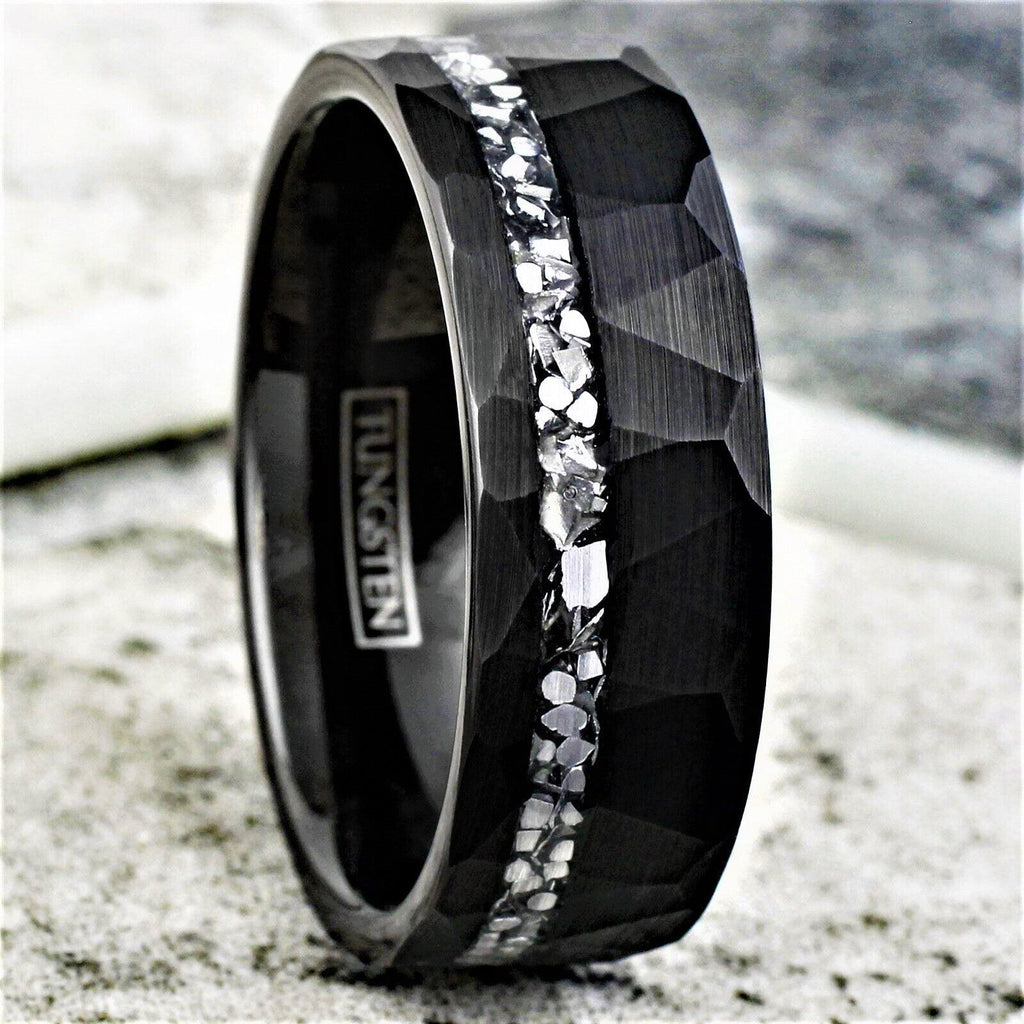 Men's Wedding Band - Brushed Faceted Meteorite Ring for Men and Women - Jewelry Store by Erik Rayo