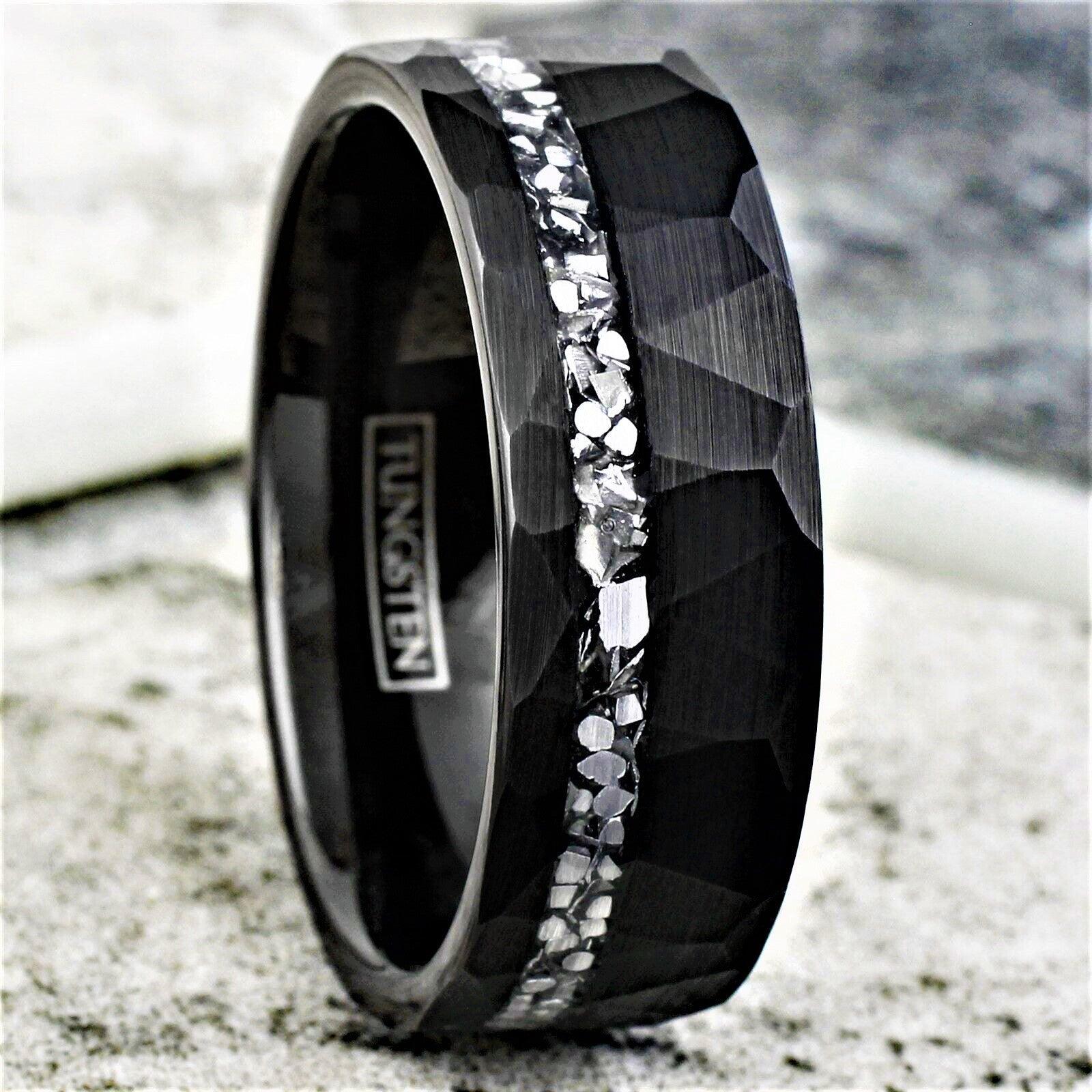 Men's Wedding Band - Brushed Faceted Meteorite Ring for Men and Women - Jewelry Store by Erik Rayo
