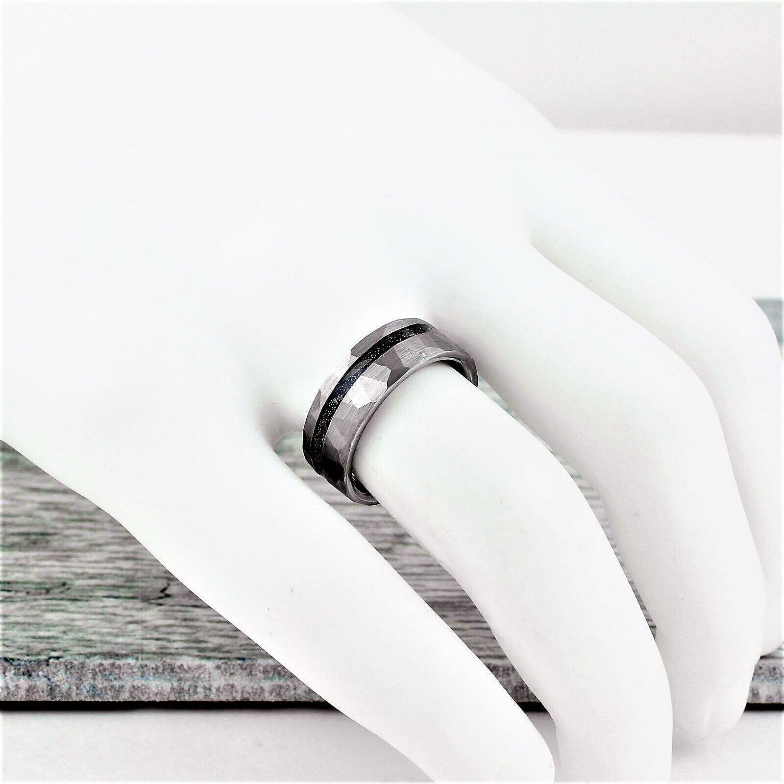 Men's Wedding Band Rings - Brushed Faceted Meteorite Wedding Ring for Men and Women - Jewelry Store by Erik Rayo