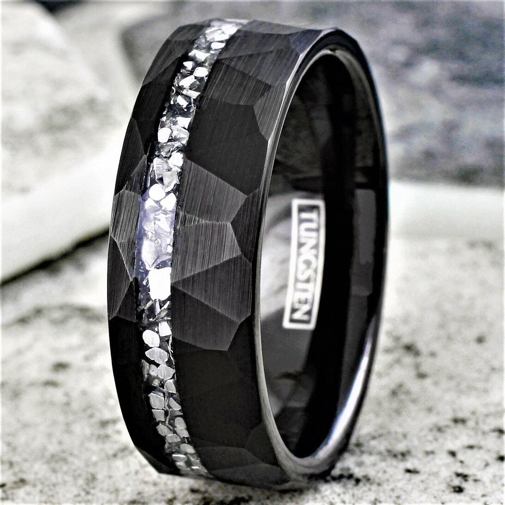 Men's Wedding Band - Brushed Faceted Meteorite Ring for Men and Women - Jewelry Store by Erik Rayo