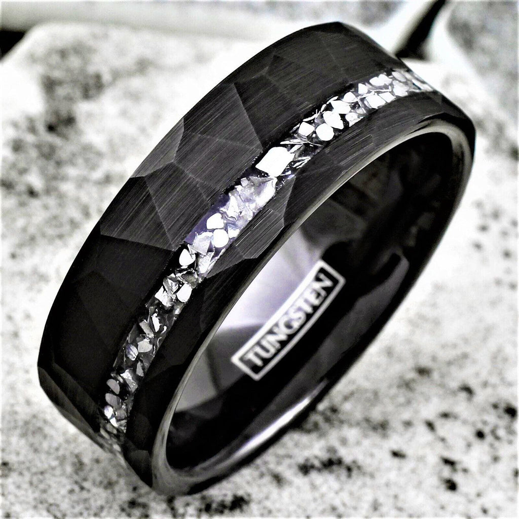 Men's Wedding Band - Brushed Faceted Meteorite Ring for Men and Women - Jewelry Store by Erik Rayo