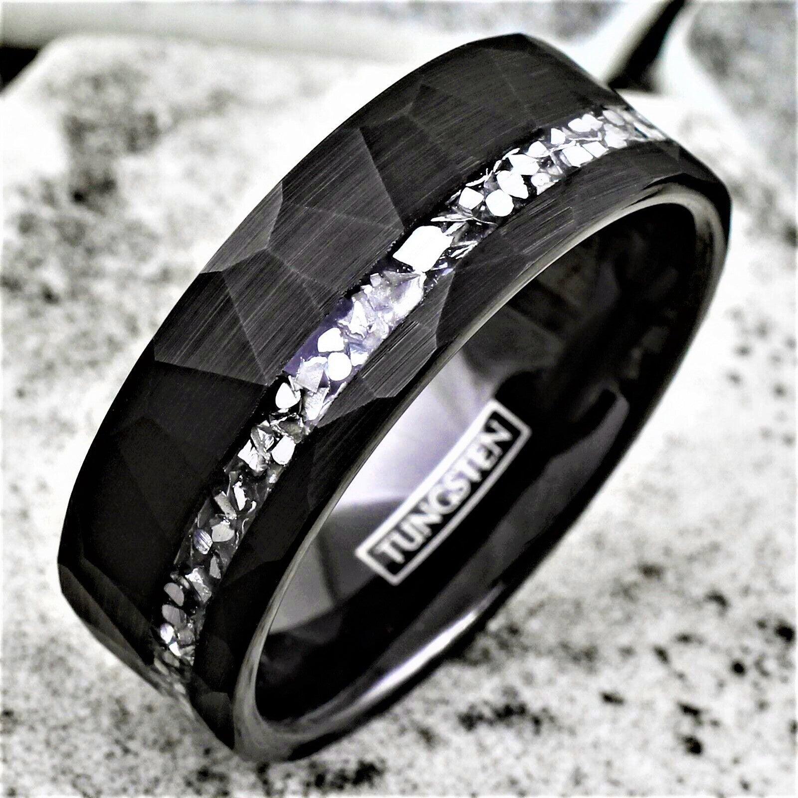 Men's Wedding Band - Brushed Faceted Meteorite Ring for Men and Women - Jewelry Store by Erik Rayo