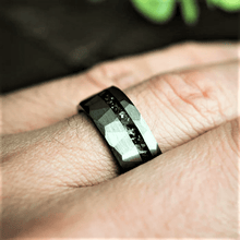 Load image into Gallery viewer, Mens Wedding Band Rings for Men Wedding Rings for Womens / Mens Rings Brushed Faceted Meteorite Wedding Band - Jewelry Store by Erik Rayo
