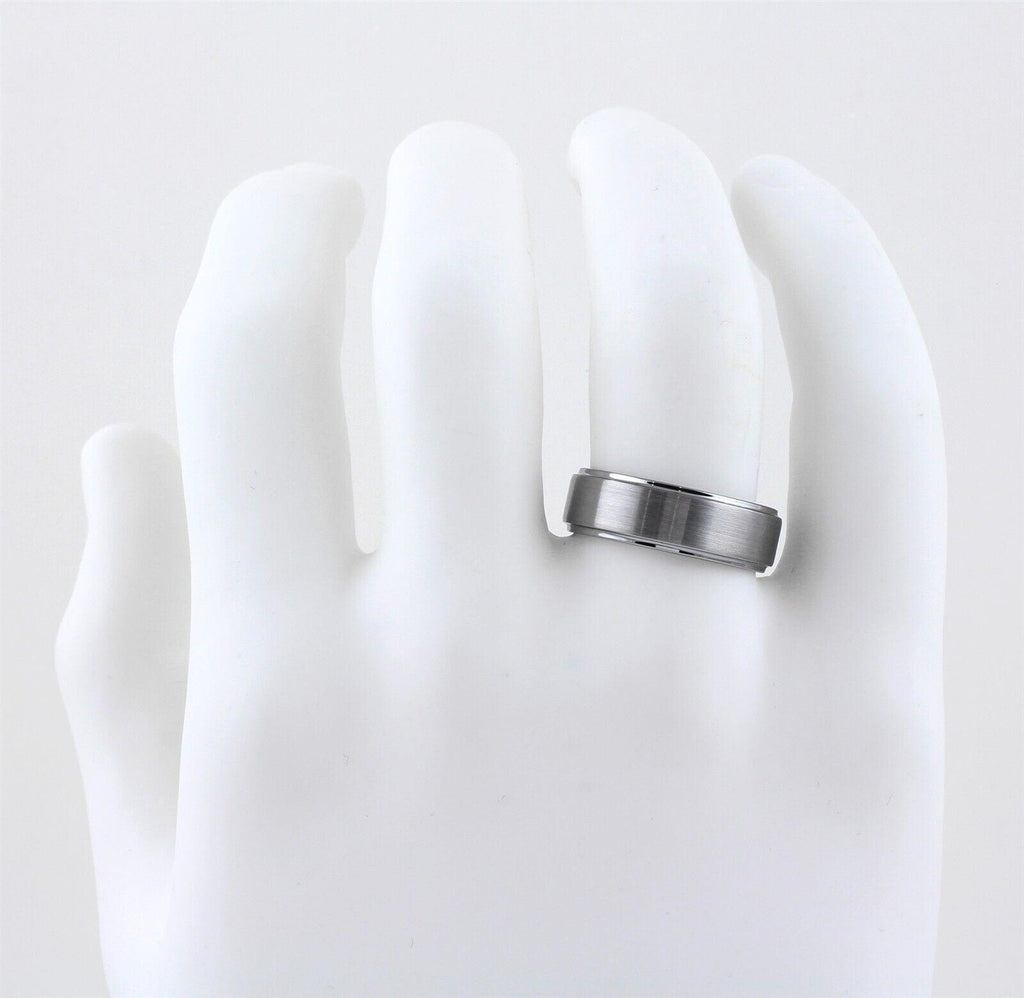Tungsten Rings for Men Wedding Bands for Him Womens Wedding Bands for Her 8mm Brushed Finished Venice - Jewelry Store by Erik Rayo