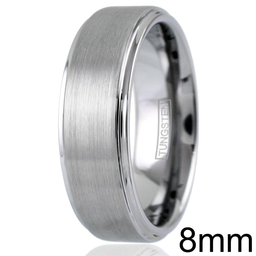 Tungsten Rings for Men Wedding Bands for Him Womens Wedding Bands for Her 8mm Brushed Finished Venice - Jewelry Store by Erik Rayo