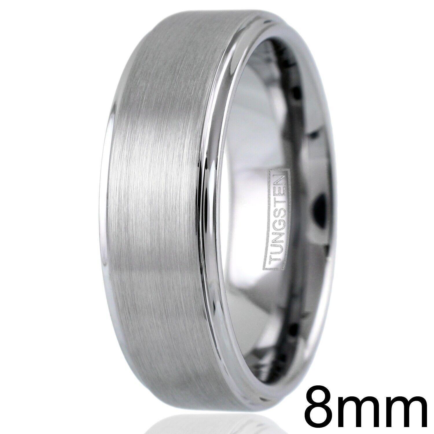 Tungsten Rings for Men Wedding Bands for Him Womens Wedding Bands for Her 8mm Brushed Finished Venice - Jewelry Store by Erik Rayo