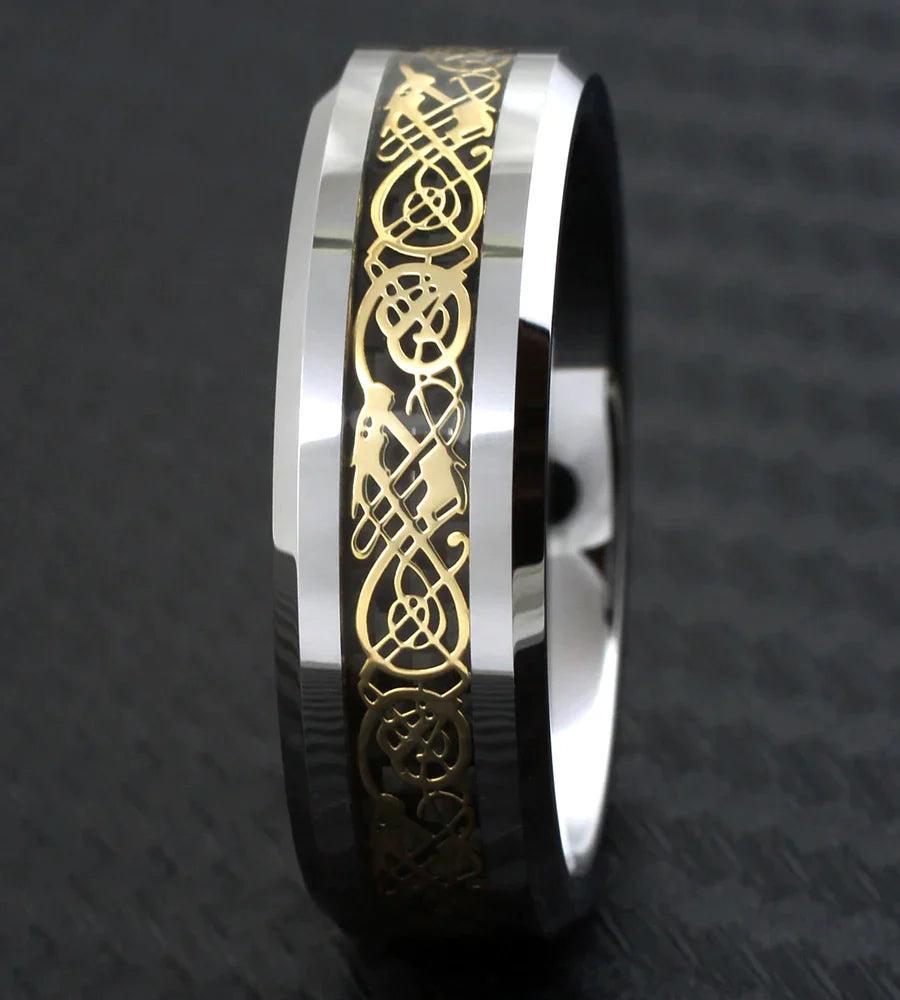 Men's Wedding Band Rings - Celtic Gold Dragon Design, Sizes 8-15 - Wedding Rings for Men and Women - Jewelry Store by Erik Rayo