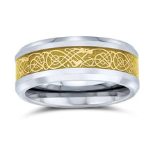 Load image into Gallery viewer, Mens Wedding Band Rings for Men Wedding Rings for Womens / Mens Rings Celtic Knot Dragon Inlay - Jewelry Store by Erik Rayo
