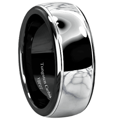 Men's Wedding Band Rings - Black Silver Dome Center - Wedding Rings for Men and Women - Jewelry Store by Erik Rayo