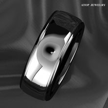 Load image into Gallery viewer, Mens Wedding Band Rings for Men Wedding Rings for Womens / Mens Rings Dome Black Silver Center - Jewelry Store by Erik Rayo
