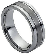 Load image into Gallery viewer, Men&#39;s Wedding Band Rings - Double Grooved Brushed Center - Wedding Rings for Men and Women
