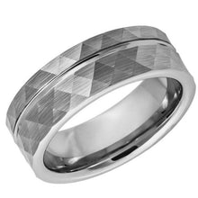 Load image into Gallery viewer, Mens Wedding Band Rings for Men Wedding Rings for Womens / Mens Rings Faceted Diamond Cut Brushed Groove Line - Jewelry Store by Erik Rayo
