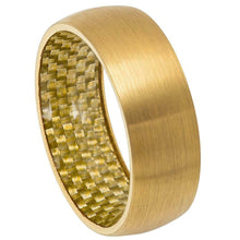 Load image into Gallery viewer, Men&#39;s Wedding Band Rings - Gold IP Plated with Fiber Inlay - Wedding Rings for Men and Women
