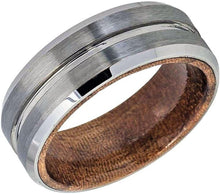 Load image into Gallery viewer, Mens Wedding Band Rings for Men Wedding Rings for Womens / Mens Rings Grooved Center Brushed Finish Beveled Wood Inside - Jewelry Store by Erik Rayo
